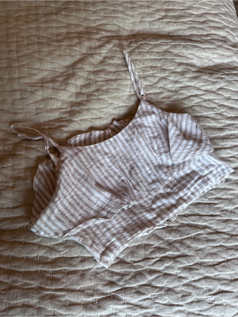 Striped Cotton Tank Top - Cream & White
